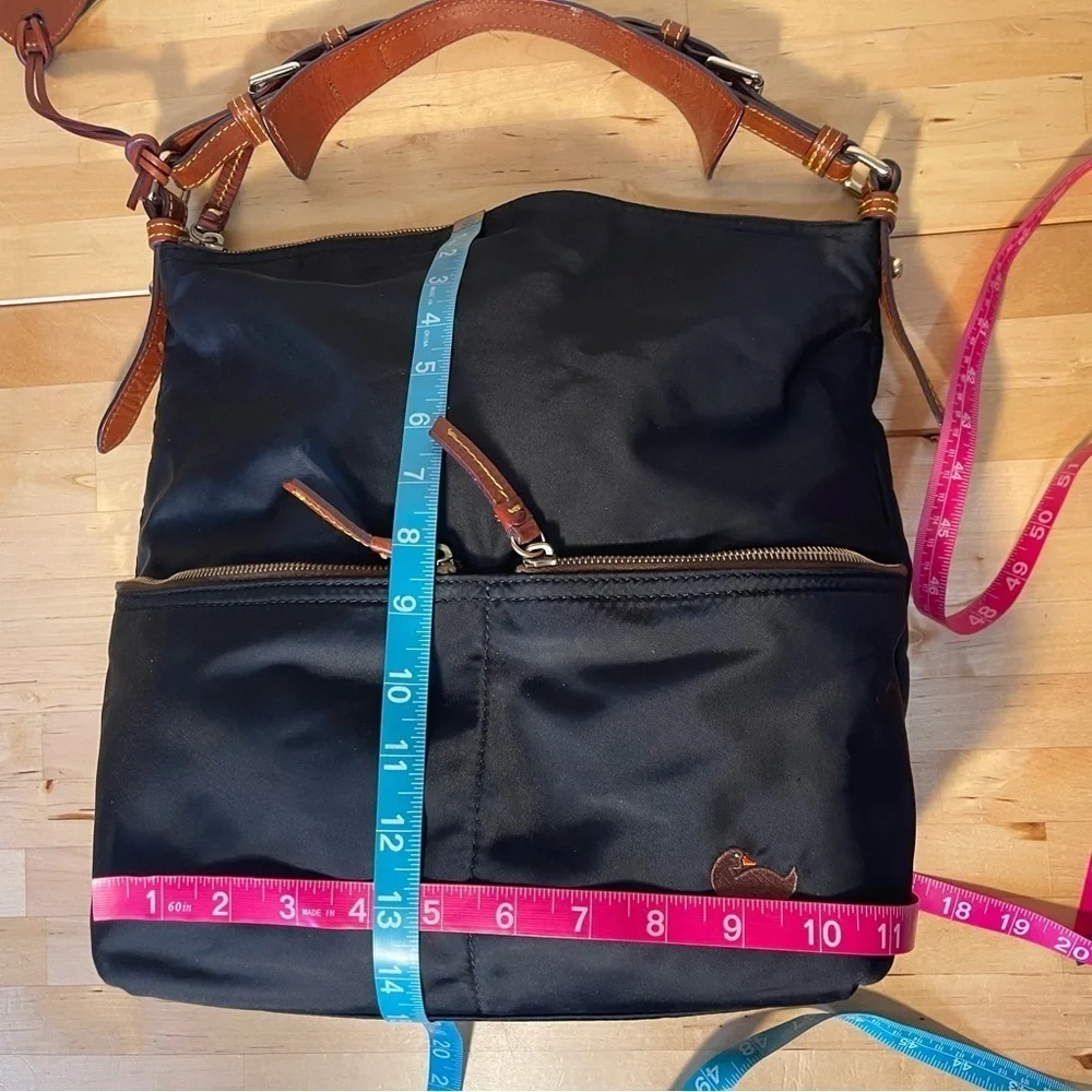 Dooney & Bourke Dillen Black Nylon Hobo Bag Pink Lining Shoulder Purse